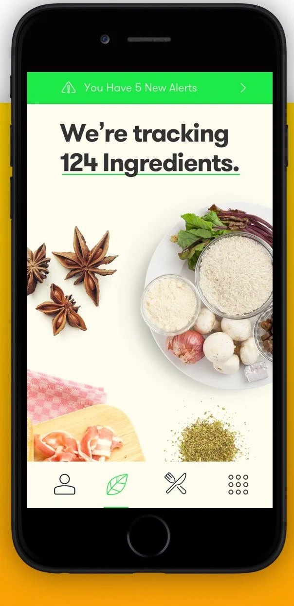 Ingredient tracking: the 124 ingredients the kitchen knows about.