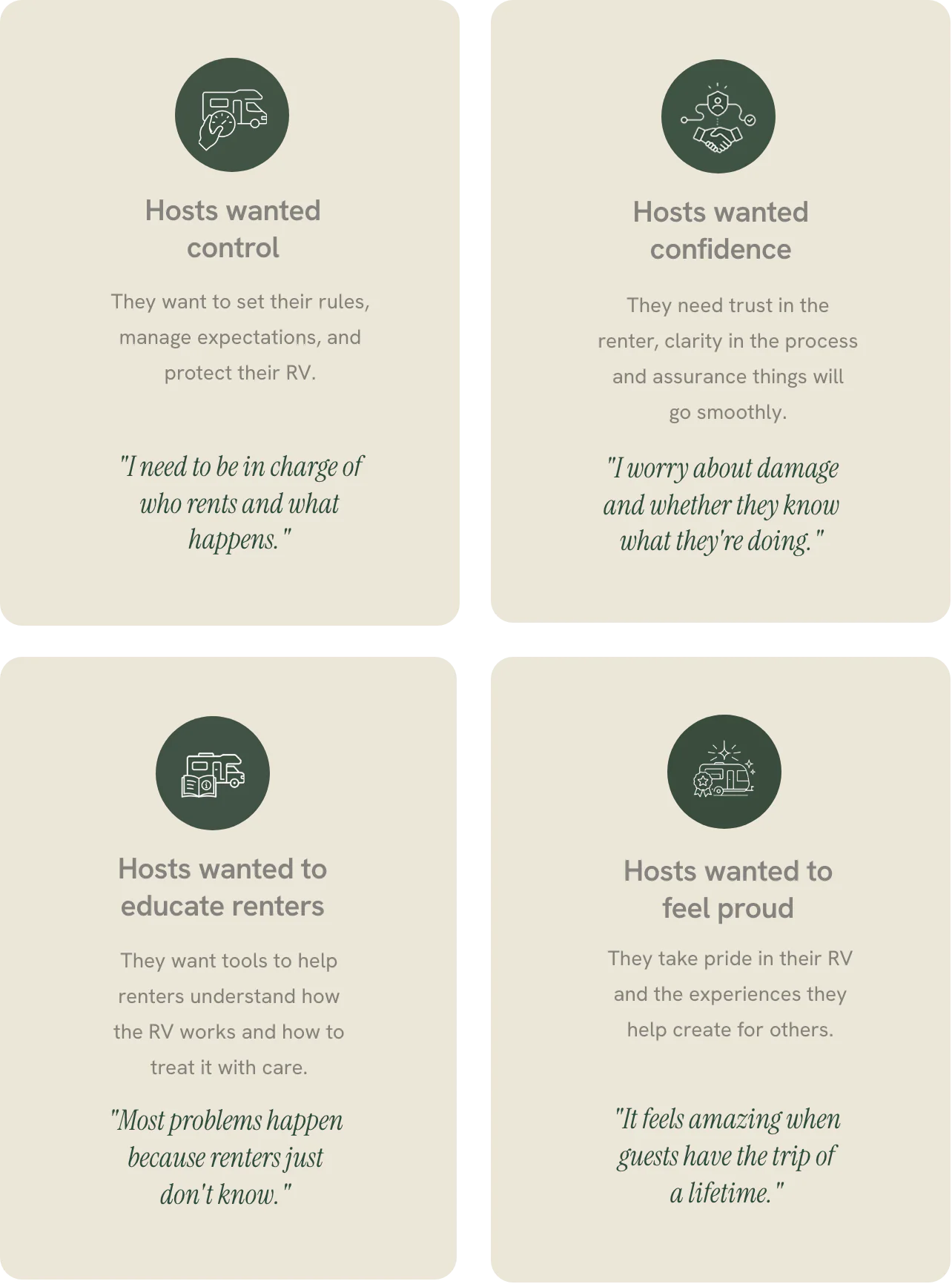 Host research themes: control, confidence, education, and pride.