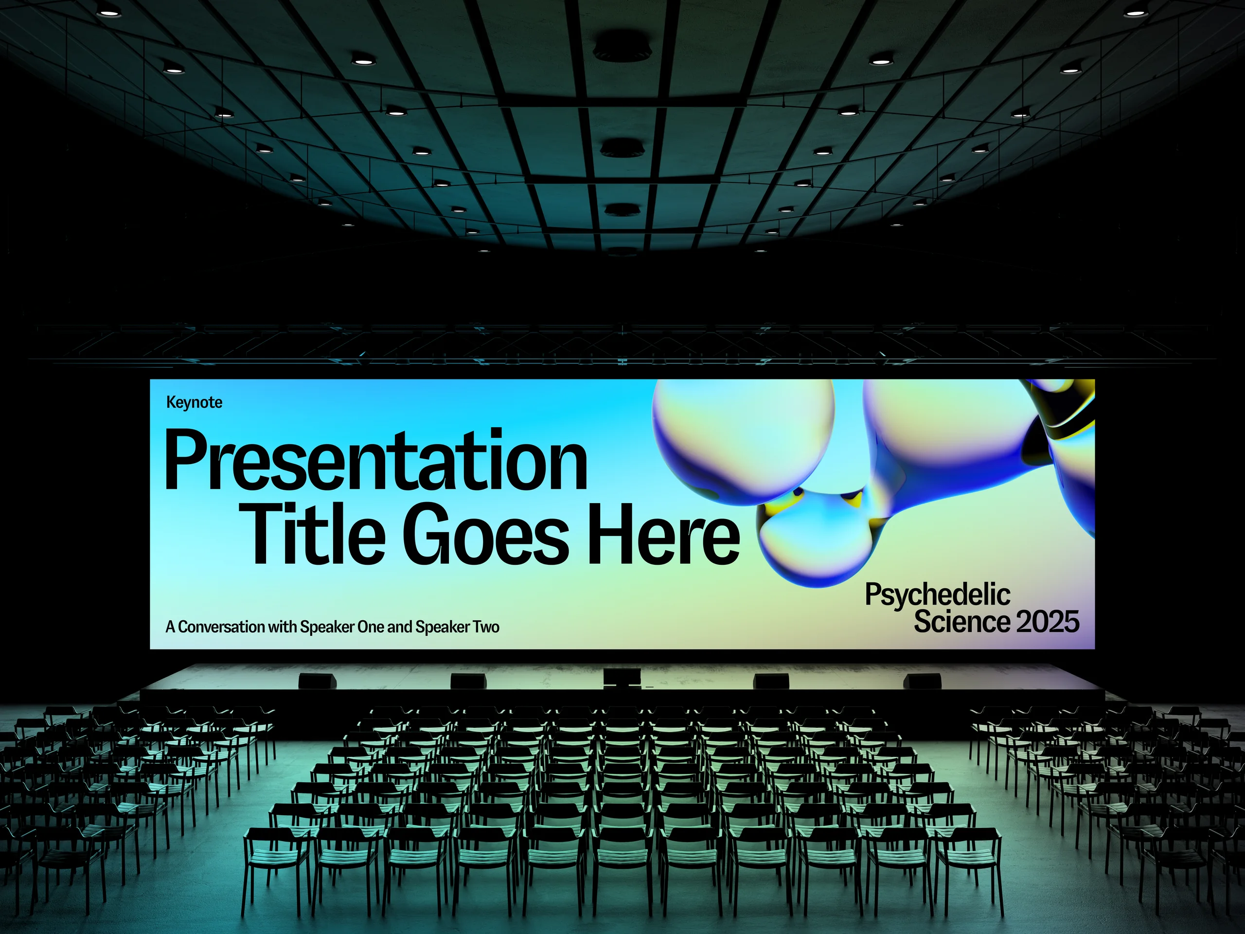 Keynote screen: the template with placeholder titles, before the program was loaded.