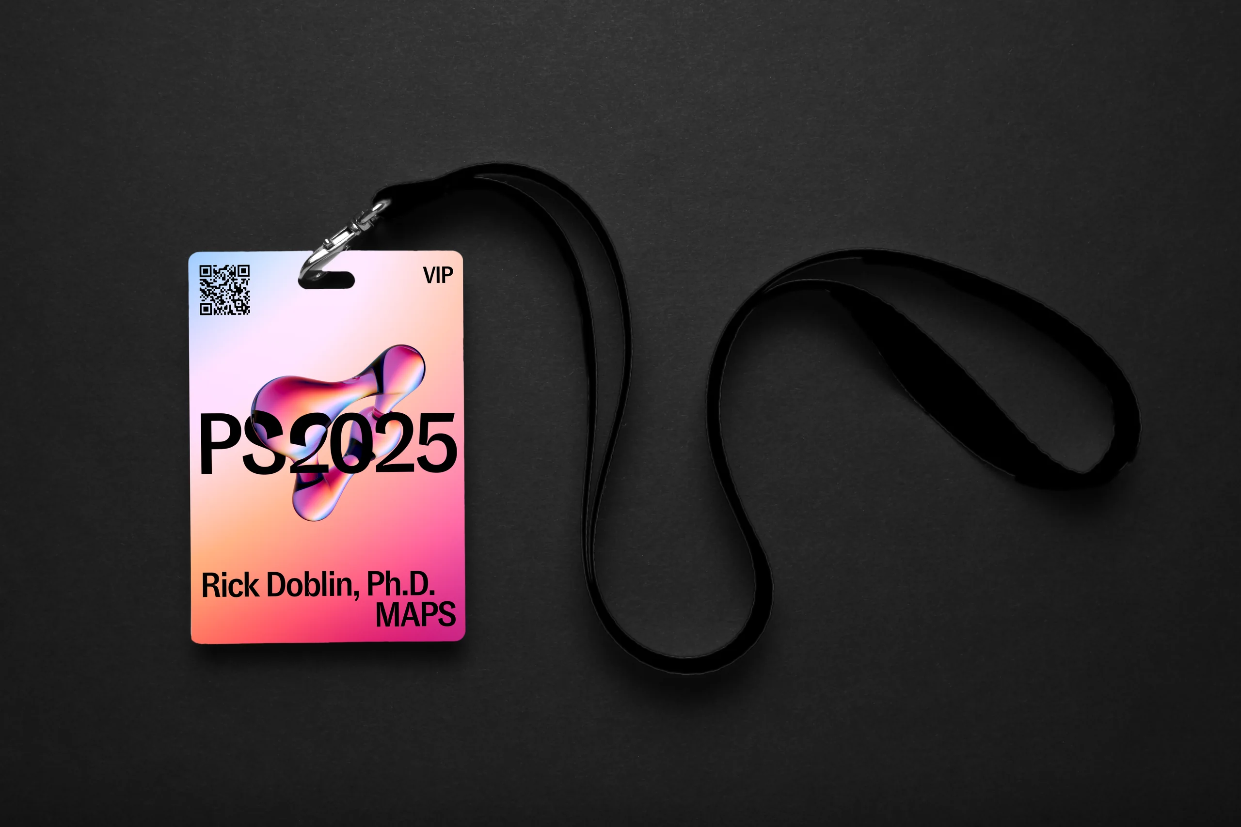 The badge and lanyard.
