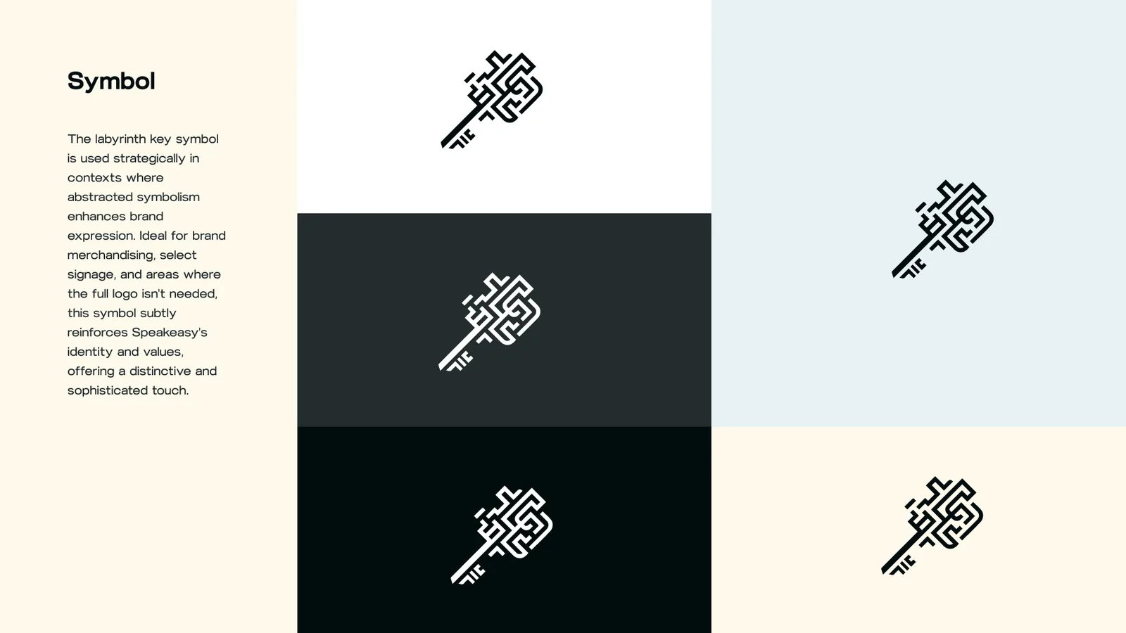 The symbol, and its colour applications.