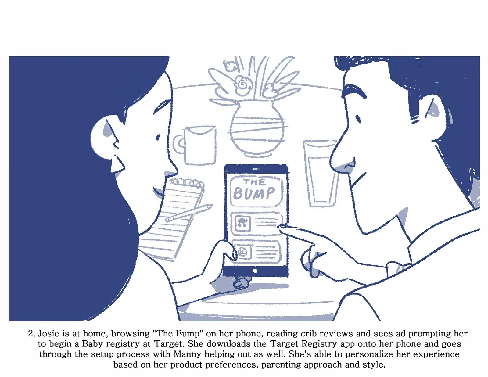 Storyboard 2 of 8: the Martinez family from first news to first birthday