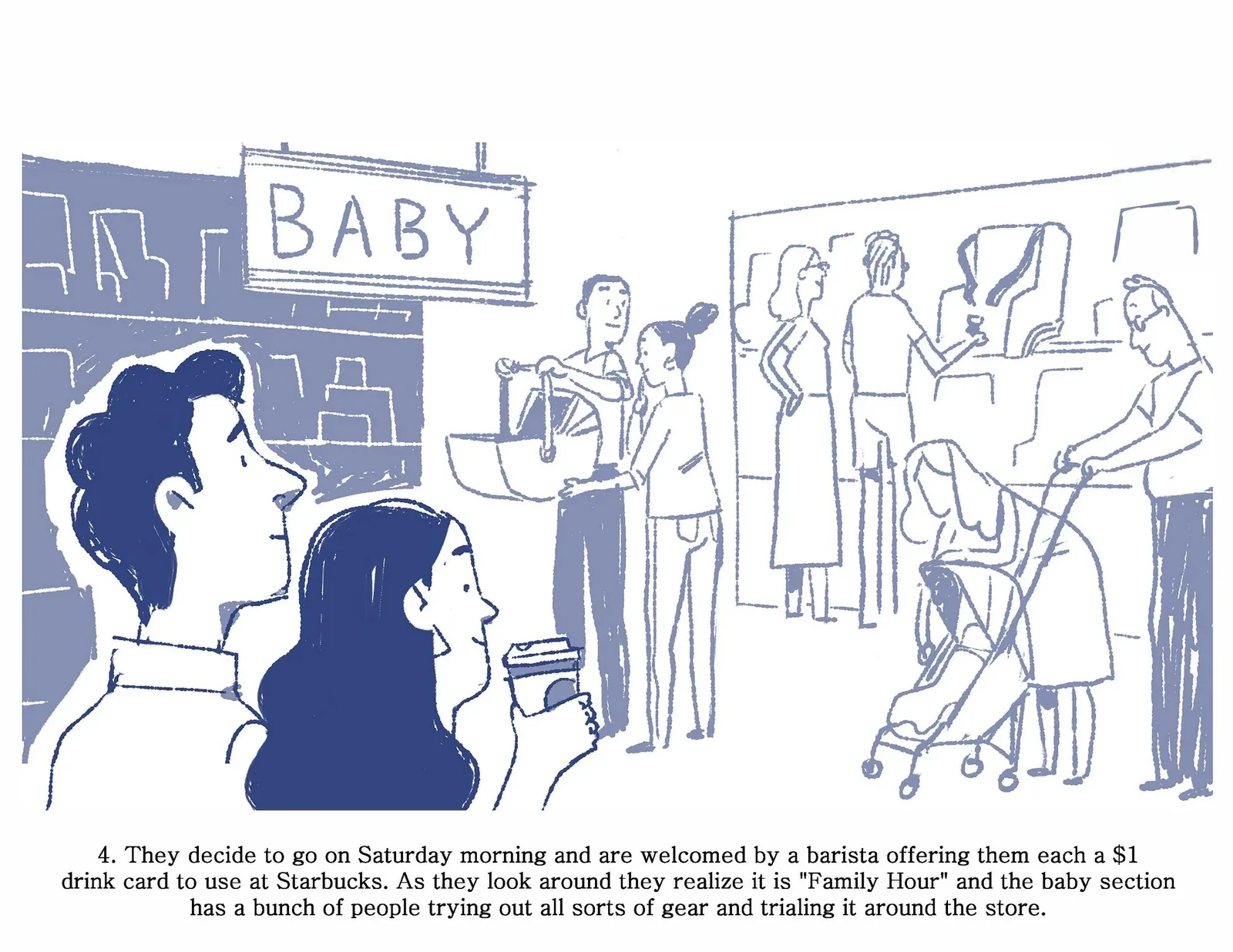 Storyboard 4 of 8: the Martinez family from first news to first birthday