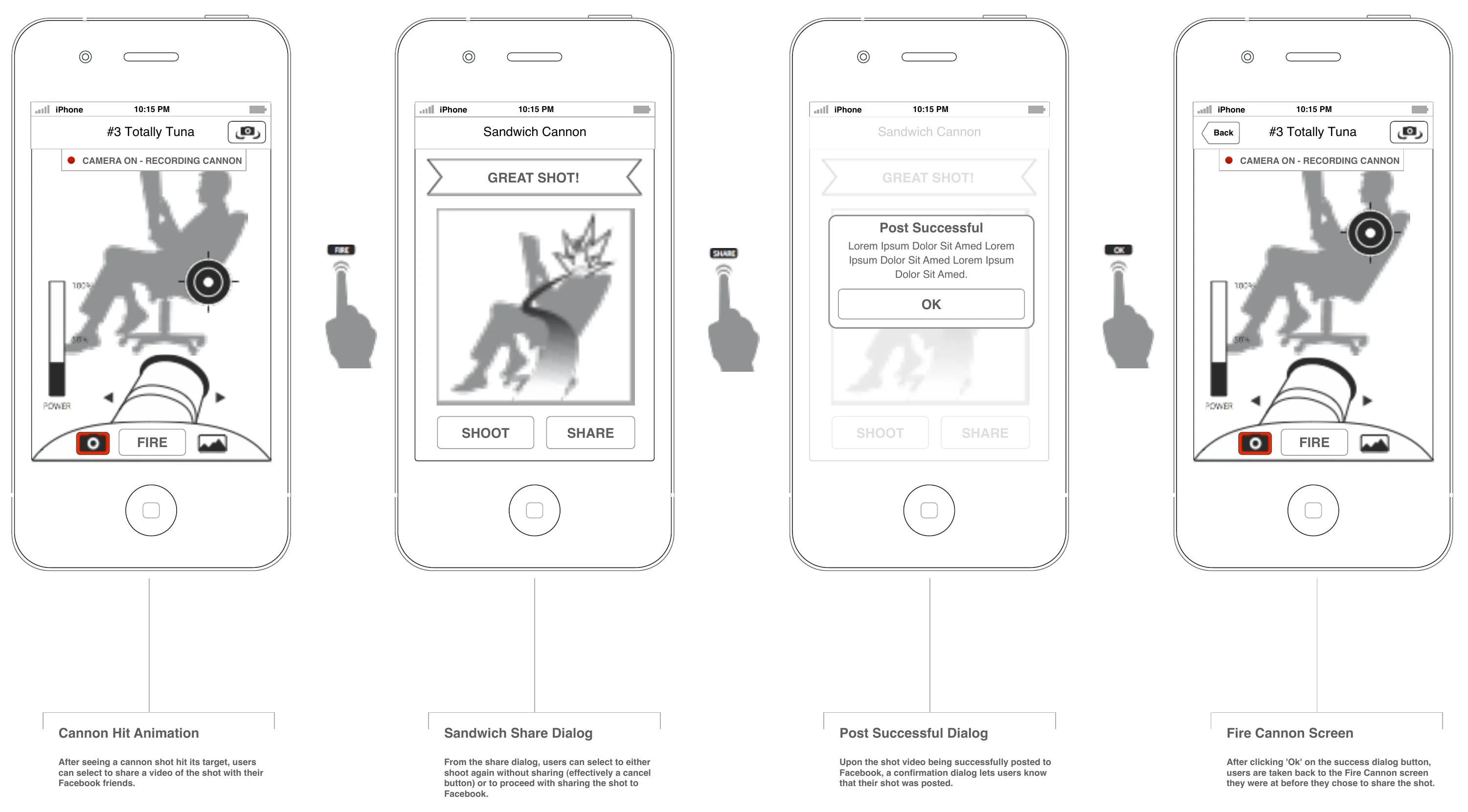 Wireframes: review the shot and share it.