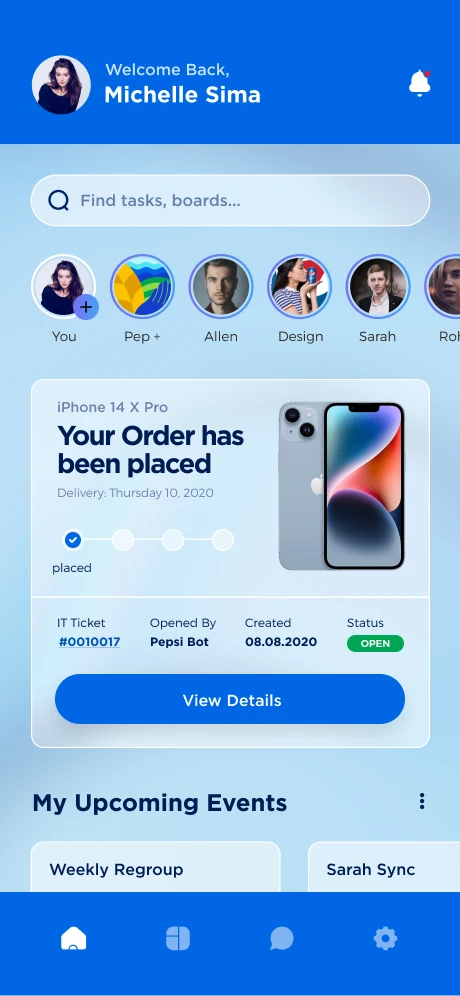 Your order has been placed, on the dashboard
