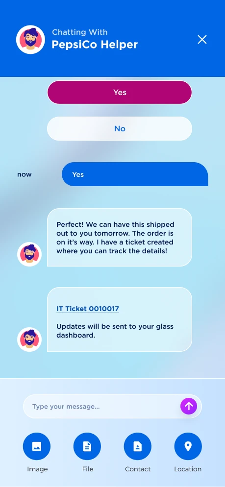 The helper confirms the approval and the shipping address