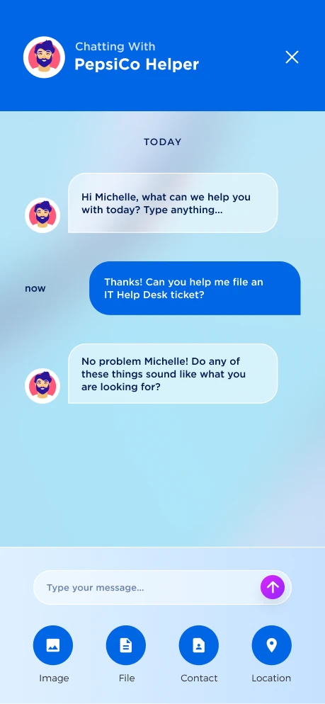 The PepsiCo Helper chat: a request for a new phone