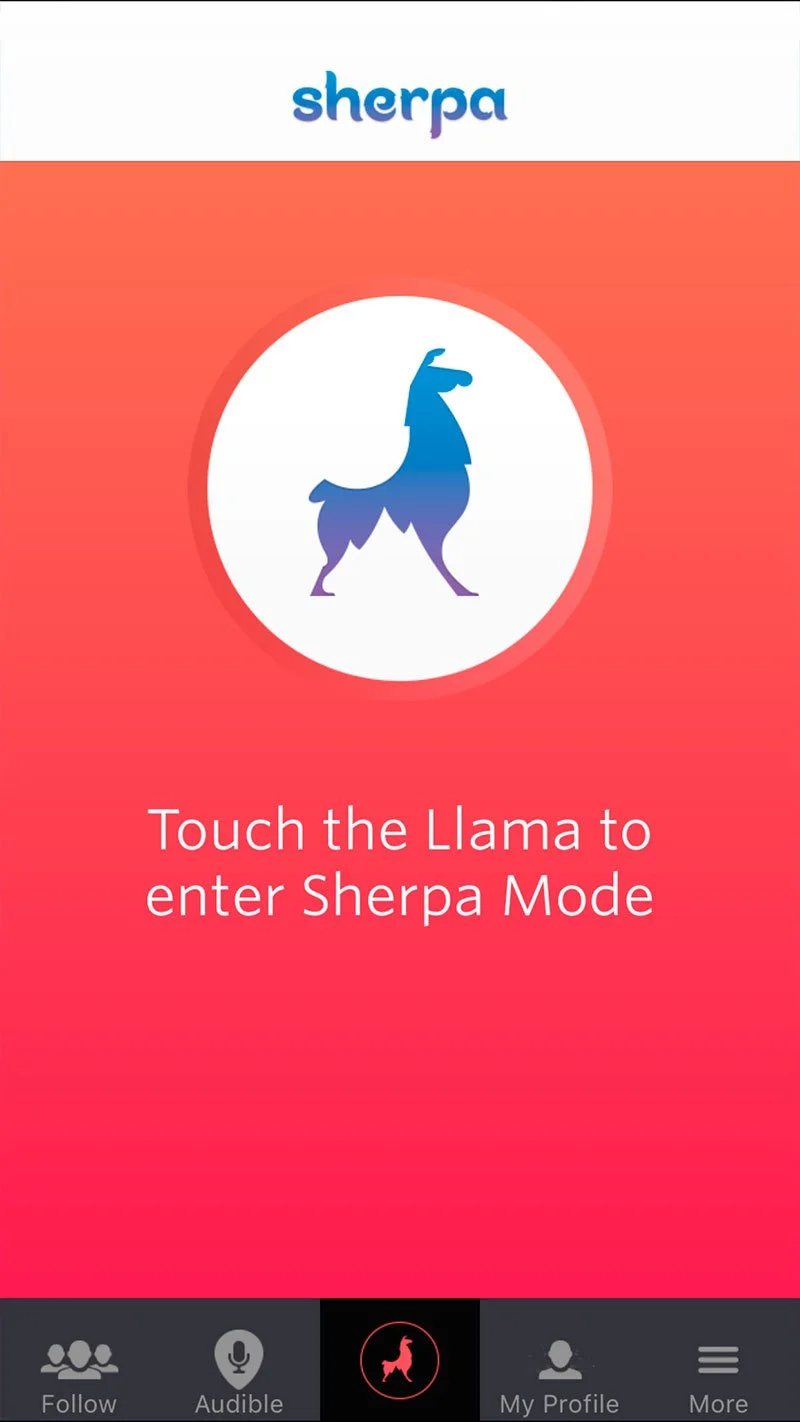 Touch the Llama to enter Sherpa Mode, on red