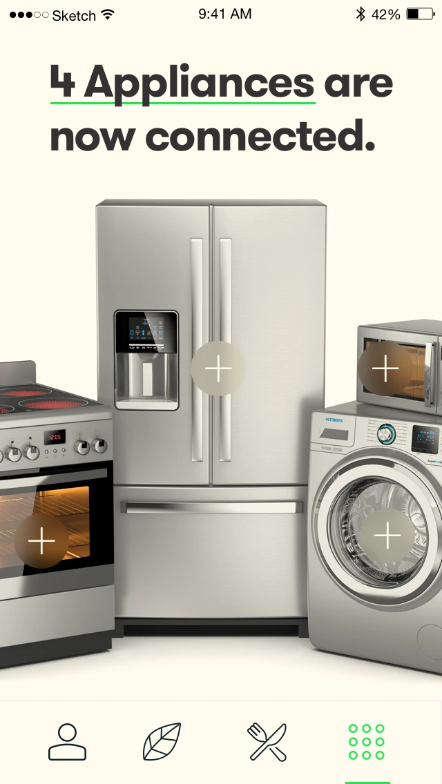 Four appliances are now connected: fridge, oven, dishwasher and washer