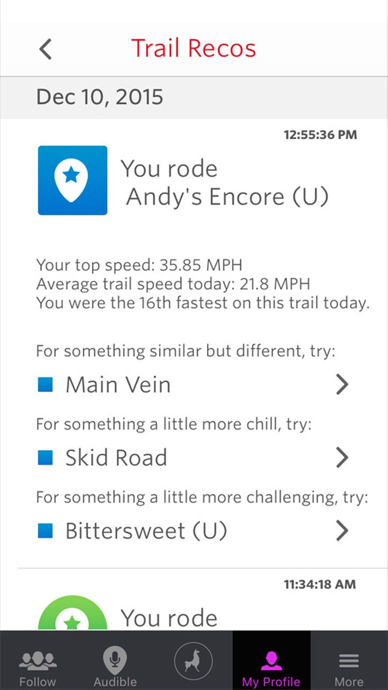Trail Recos: you rode Andy's Encore, with something similar and something harder