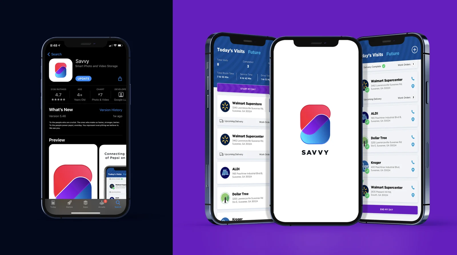 The Pepsi Savvy app on three phones